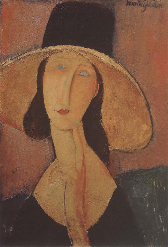 Amedeo Modigliani Portrait of Jeanne hebuterne iwth large hat